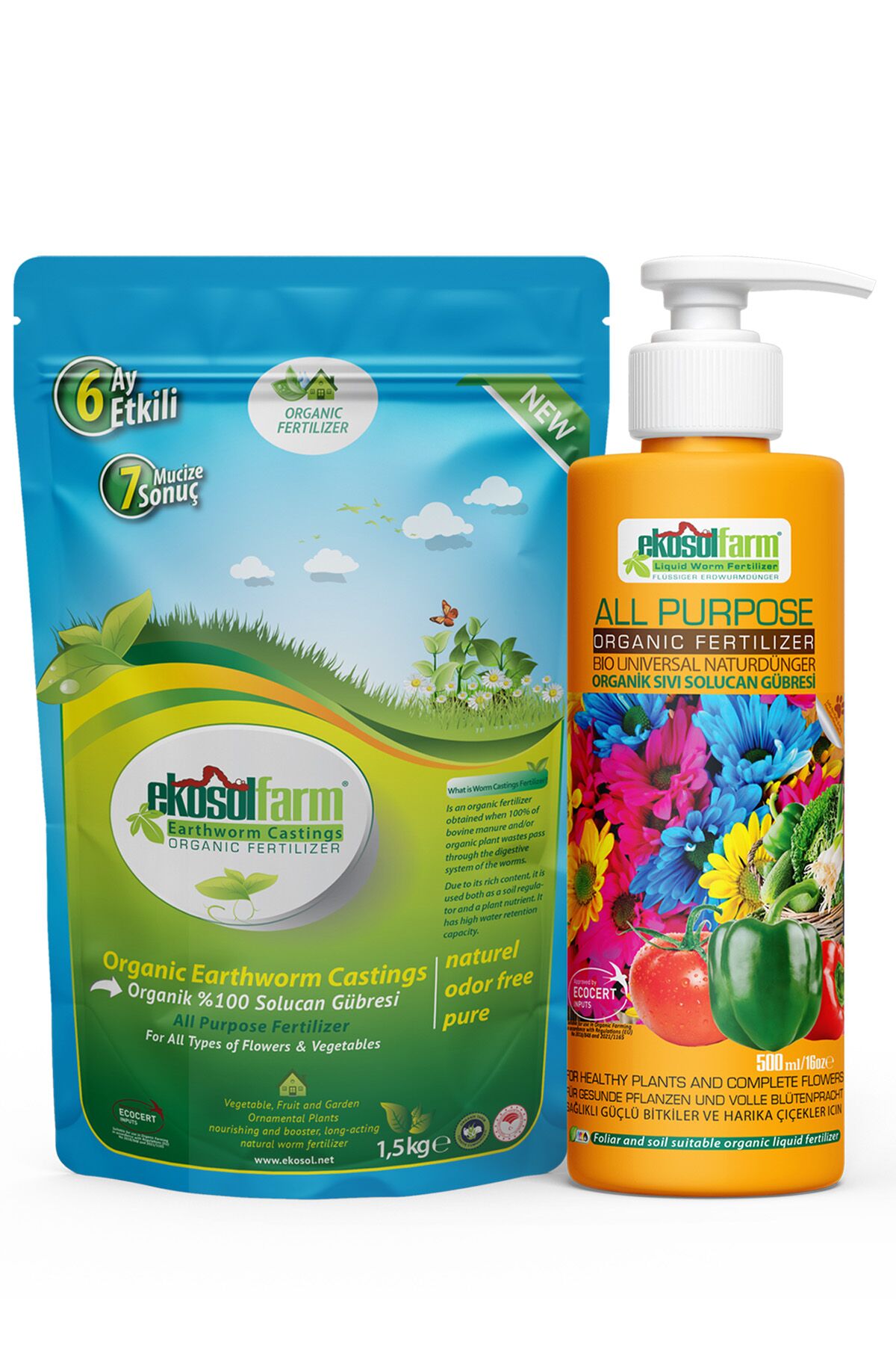 EkosolFarm Solucan Gübresi 500 ml +1,5 kg