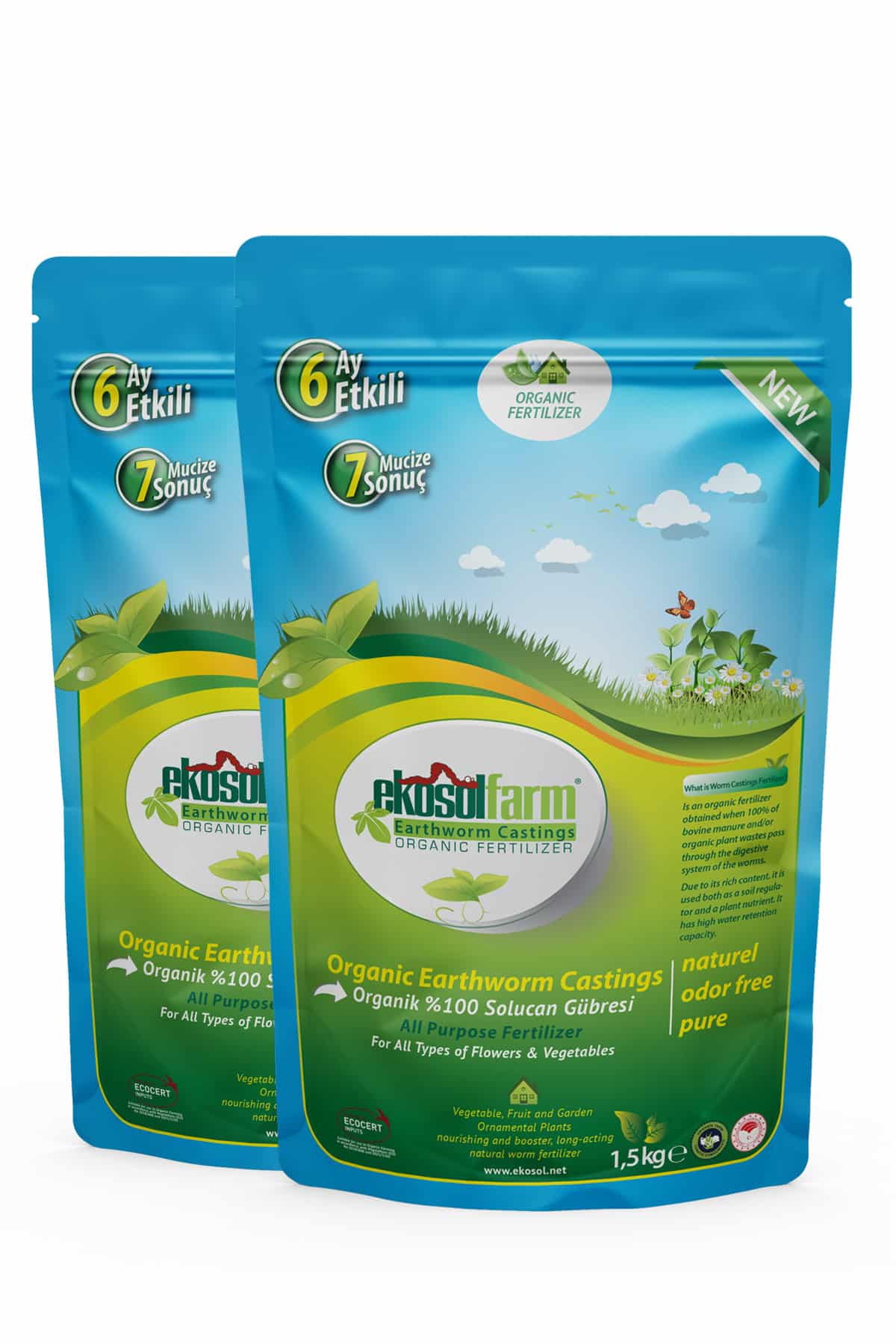 EkosolFarm Solucan Gübresi 2x1,5 KG